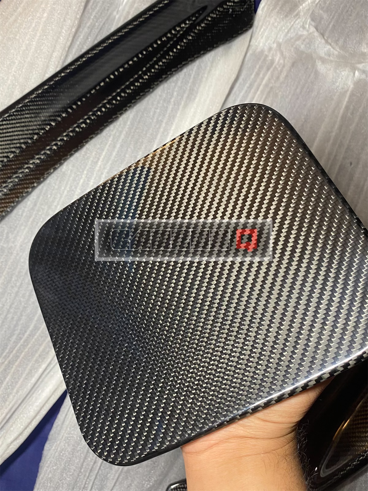 Q50 Carbon Fiber Gas Cover Overlay